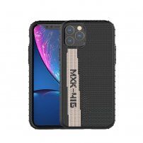 Stylový kryt z tvrdého plastu s textilním povrchem pro iPhone 11 Pro Max - černobílý