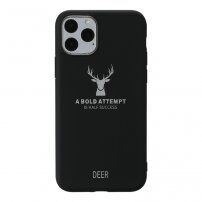 Matný kryt jelen a citát z měkkého plastu pro iPhone 11 Pro - černý