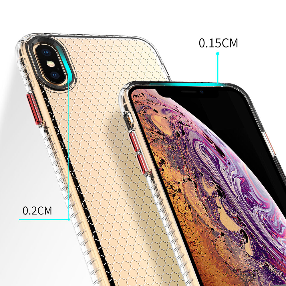 Transparentní kryt se strukturou plástve pro iPhone XS Max - černý