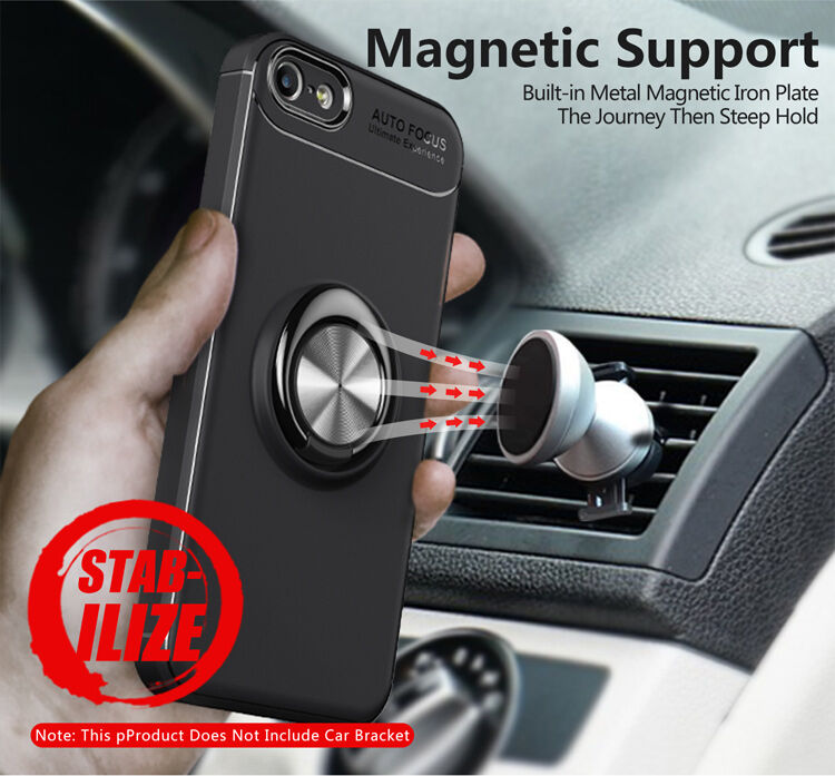 Kryt s kovovým stojánkem vhodný do magnetických držáků pro iPhone 5 / 5S / SE (2016) - červený