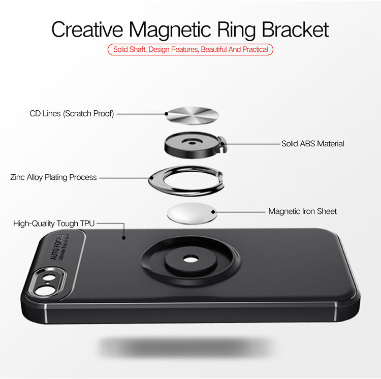 Kryt s kovovým stojánkem vhodný do magnetických držáků pro iPhone 5 / 5S / SE (2016) - červený