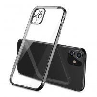 Transparentní kryt s pokovenou hranou pro iPhone 11 Pro - černý