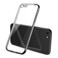 Transparentní kryt s pokovenou hranou pro iPhone 7 / 8 / SE (2020/2022) - černý