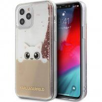 Karl Lagerfeld Liquid Glitter Peek a Boo kryt pro iPhone 12 Pro Max - růžový