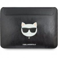 Karl Lagerfeld Choupette kožená obálka pro iPad Pro 12,9" / MacBook do 14" - černá