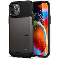Spigen Slim Armor kryt se stojánkem pro iPhone 12 Pro Max - tmavě šedý