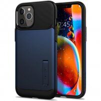 Spigen Slim Armor kryt se stojánkem pro iPhone 12 Pro Max - tmavě modrý
