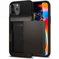 Spigen Slim Armor Wallet kryt s praktickou přihrádkou pro iPhone 12 Pro Max - tmavě šedý