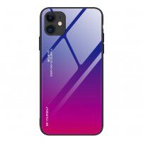 Kryt se skleněnou zadní stranou pro iPhone 12 mini - modro-fuchsiový