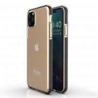 Transparentní kryt s barevným rámem z měkkého plastu pro iPhone 11 - černý