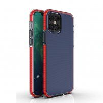 Transparentní kryt s barevným rámem pro iPhone 12 / 12 Pro - červený