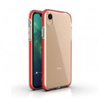 Transparentní kryt s barevným rámem z měkkého plastu pro iPhone XR - červený