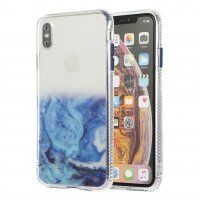Mramorovaný kryt odolný proti poškrábání pro iPhone X / XS - modrý