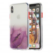 Mramorovaný kryt odolný proti poškrábání pro iPhone X / XS - fialový