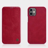 Nillkin Qin peněženkové pouzdro z PU kůže pro iPhone 12 mini - červené