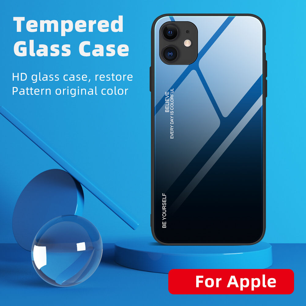 Kryt se skleněnou zadní stranou pro iPhone 12 / 12 Pro - modročerný