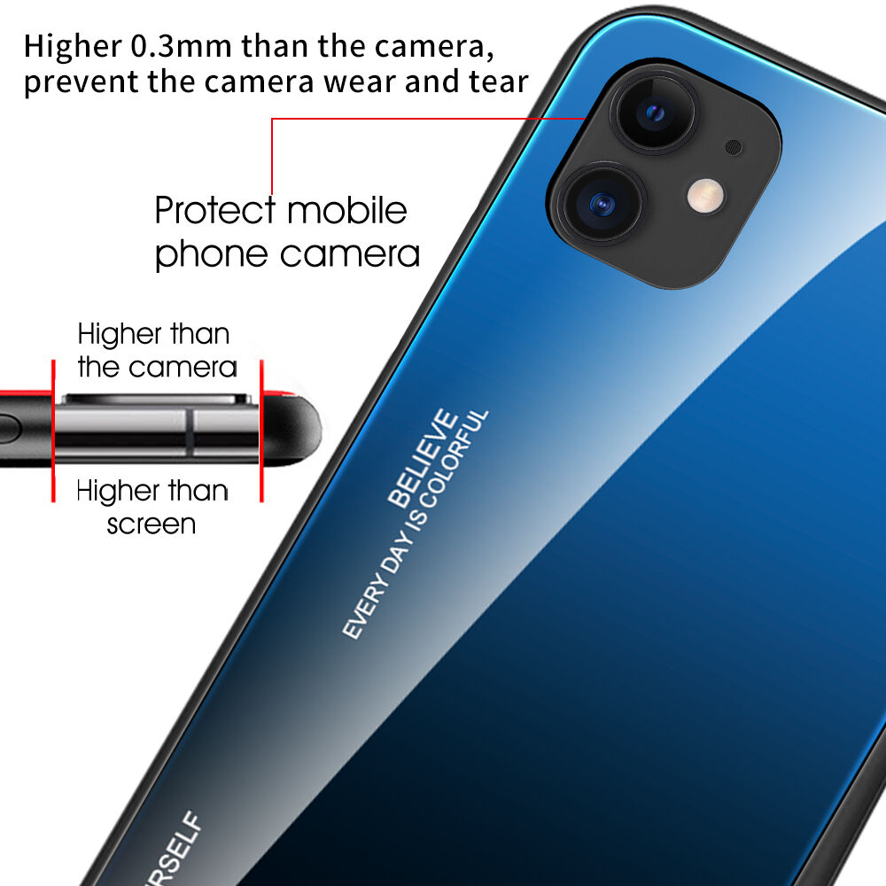 Kryt se skleněnou zadní stranou pro iPhone 12 / 12 Pro - modročerný