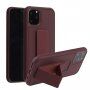 Kryt s funkcí stojánku / úchytu pro iPhone 12 / 12 Pro - kávově hnědý