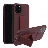 Kryt s funkcí stojánku / úchytu pro iPhone 12 Pro Max - kávově hnědý