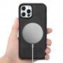 Kryt z PU kůže kompatibilní s bezdrátovým nabíjením pro iPhone 12 / 12 Pro - černý