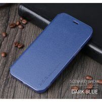 X-Level kožené flipové pouzdro se stojánkem pro iPhone 12 / 12 Pro - modré
