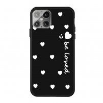 Měkký kryt se srdíčky pro iPhone 12 / 12 Pro - černý