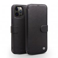 Qialino kožené flipové pouzdro pro iPhone 12 Pro Max - černé