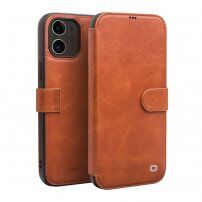 Qialino kožené flipové pouzdro pro iPhone 12 / 12 Pro - hnědé