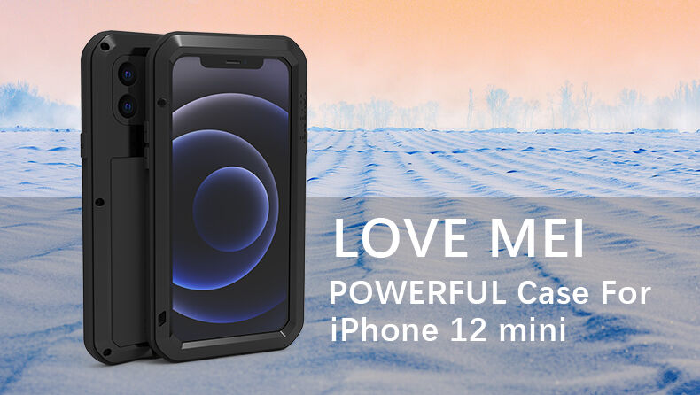 Love Mei super odolné pouzdro proti nárazu / vodě / prachu pro iPhone 12 mini - černé