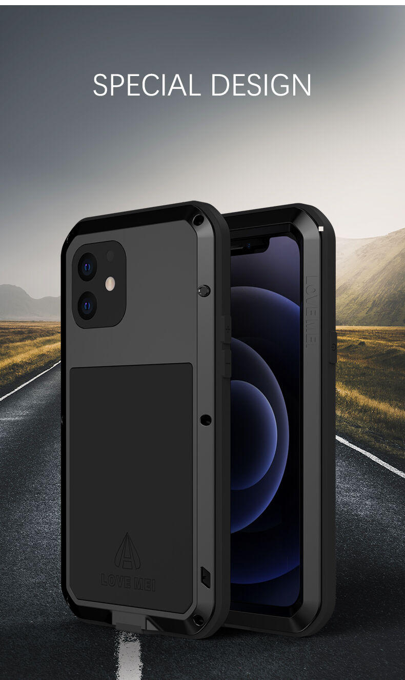 Love Mei super odolné pouzdro proti nárazu / vodě / prachu pro iPhone 12 mini - černé