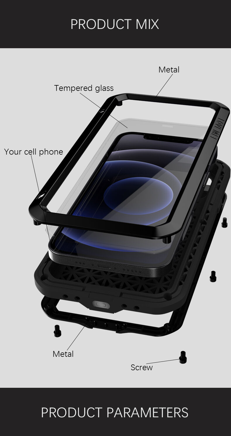 Love Mei super odolné pouzdro proti nárazu / vodě / prachu pro iPhone 12 mini - černé