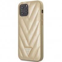 Guess V Quilted kryt pro iPhone 12 Pro Max - zlatý