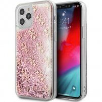 Guess 4G Liquid Glitter kryt pro iPhone 12 Pro Max - růžový