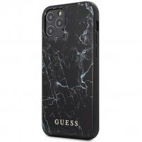 Guess Marble kryt se vzorem mramoru pro iPhone 12 / 12 Pro - černý