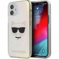 Karl Lagerfeld Choupette Head měňavý kryt pro iPhone 12 mini - duhový