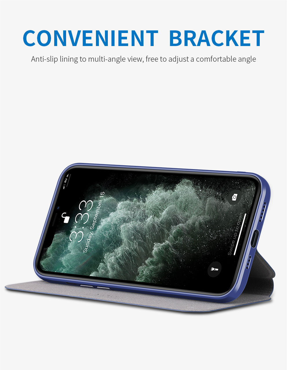 X-Level kožené flipové pouzdro se stojánkem pro iPhone 12 / 12 Pro - černé