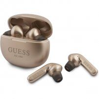 Guess True Wireless bezdrátová sluchátka s dobíjecím pouzdrem pro Apple zařízení - zlatá
