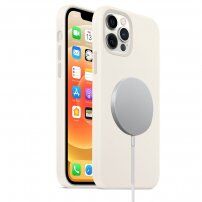 Silikonový kryt s podporou nabíjení Magsafe pro iPhone 12 Pro Max - bílý