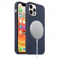 Silikonový kryt s podporou nabíjení Magsafe pro iPhone 12 Pro Max - námořnicky modrý