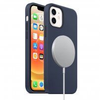 Silikonový kryt s podporou nabíjení Magsafe pro iPhone 12 mini - námořnicky modrý