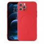 Silikonový kryt s magnetickým kruhem pro iPhone 12 Pro Max - červený