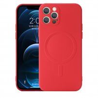Silikonový kryt s magnetickým kruhem pro iPhone 12 Pro Max - červený