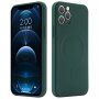 Silikonový kryt s magnetickým kruhem pro iPhone 12 Pro Max - tmavě zelený