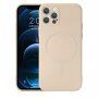 Silikonový kryt s magnetickým kruhem pro iPhone 12 Pro Max - béžový