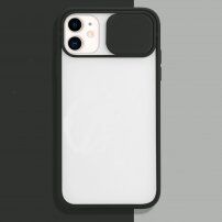 Poloprůhledný kryt s posuvnou krytkou čočky fotoaparátu pro iPhone 11 Pro Max - černý