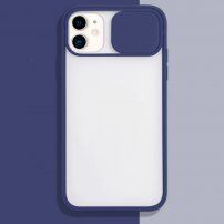 Poloprůhledný kryt s posuvnou krytkou čočky fotoaparátu pro iPhone 11 Pro - modrý