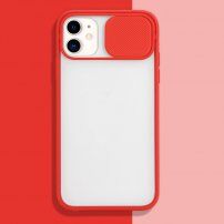 Poloprůhledný kryt s posuvnou krytkou čočky fotoaparátu pro iPhone 11 - červený