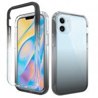 Nárazuvzdorné dvoubarevné transparentní pouzdro pro iPhone 12 mini - černé
