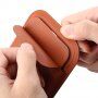 Kožená kapsa pro iPhone 12 Pro Max se slotem na kartu a podporou Magsafe nabíjení - hnědá