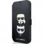 Karl Lagerfeld Saffiano K&C Heads peněženkové pouzdro pro iPhone 12 mini - černé